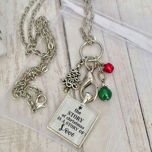 Christmas Quote Charm Necklace, Silver Plated 24"